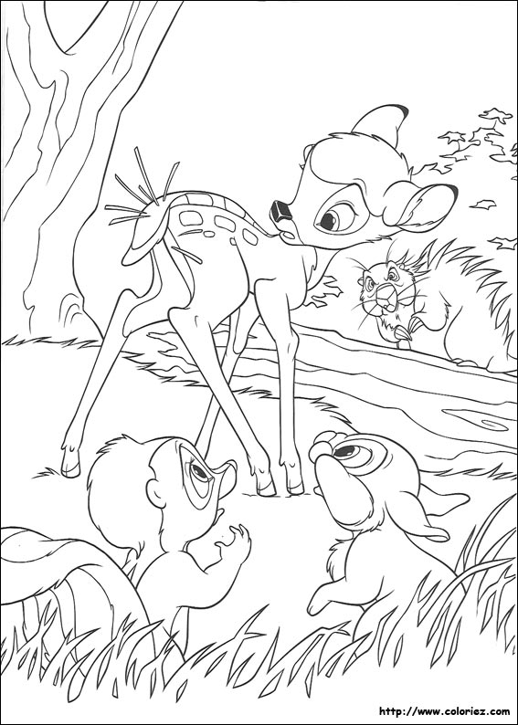 Coloriage de Bambi et le porc-épic