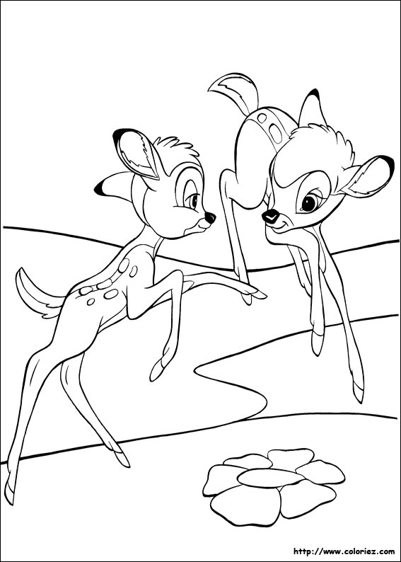 Coloriage de Faline et Bambi