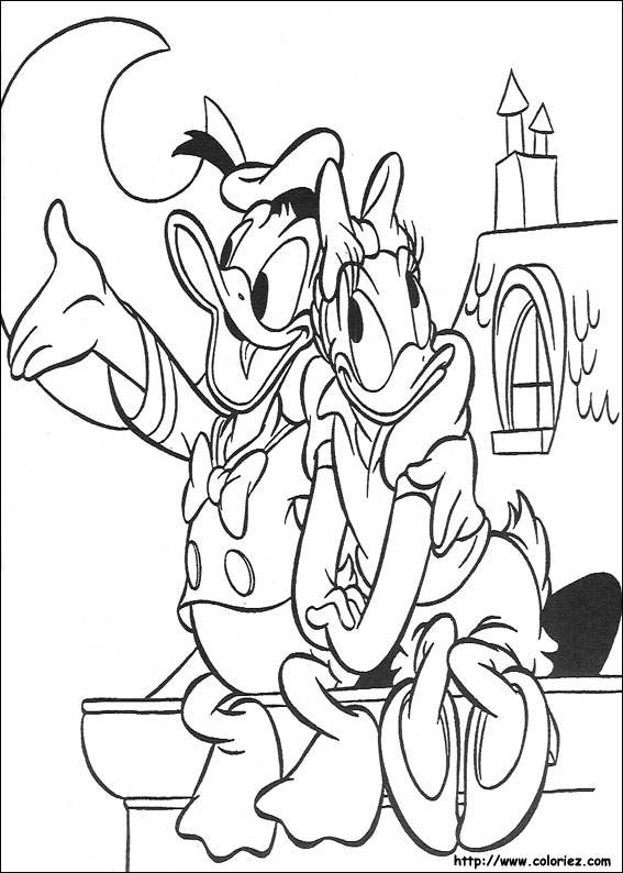 Coloriage de Daisy et Donald amoureux