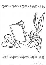 Coloriage de Bugs Bunny lisant un livre