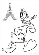 Coloriage de Daffy et la tour Eiffeil
