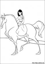 Coloriage de Mulan à cheval