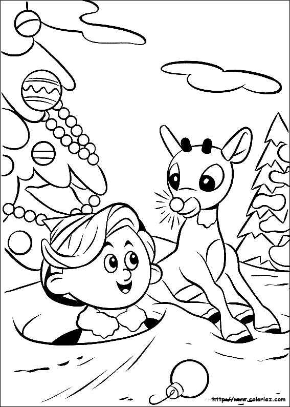 Coloriage de Rudolph - Rudolph et Hermey
