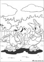 Coloriage de Daisy et Donald en roller