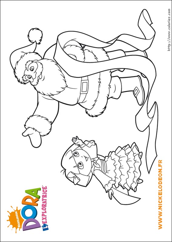 Coloriage de Dora et le père Noël