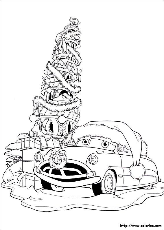 Un coloriage du Noël de Cars