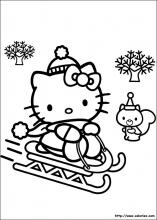 Coloriage du traineau de Noël d'Hello Kitty
