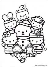 coloriage de la fête de Noël d'Hello Kitty