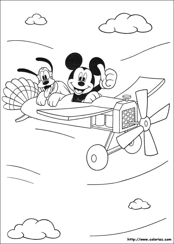 Pluto et Mickey en avion