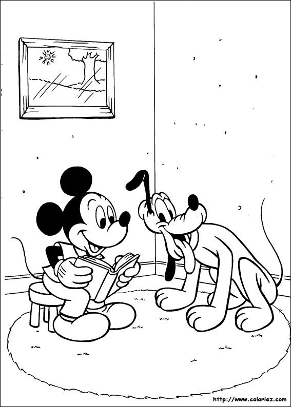 Mickey raconte une histoire à Pluto