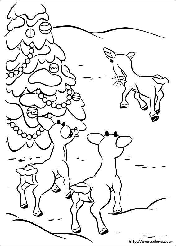 Coloriage de Rudolph - les moqueries