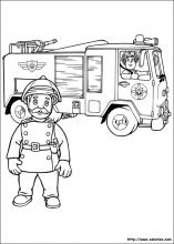 coloriage de Sam le pompier partant en mission