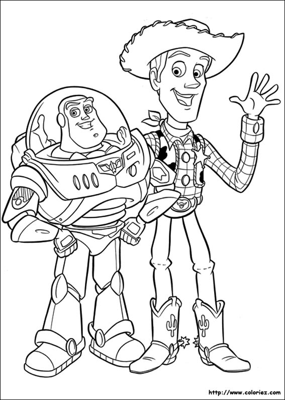 Coloriage de Woody et Buzz l'éclair