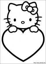 Coloriage de la St Valentin d'Hello Kitty